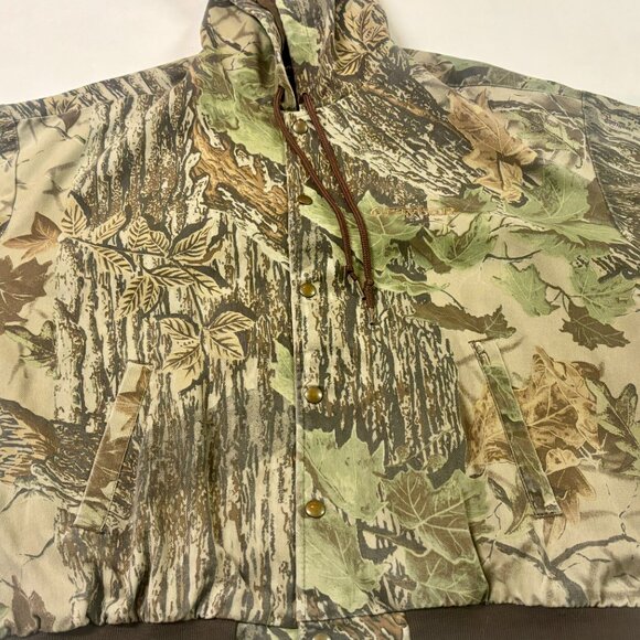 ~~Vintage Swingster Camo Hooded Jacket Button up XL Hunting Gray Bar - Picture 2 of 5